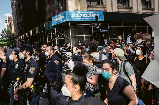 Large group of masked people