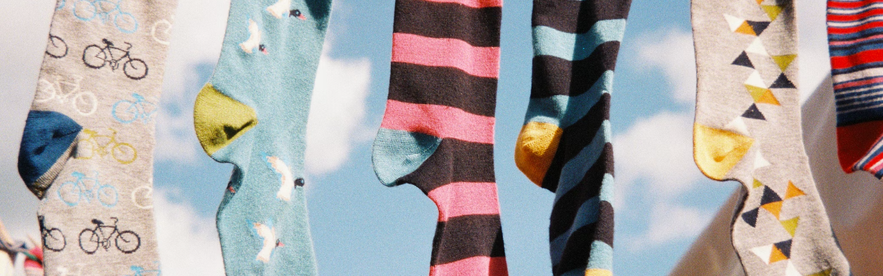 Socks drying outside.