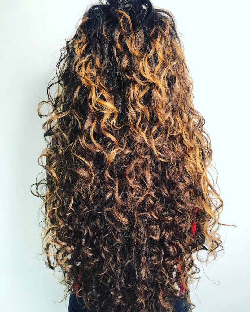 A girl's curly hair. 