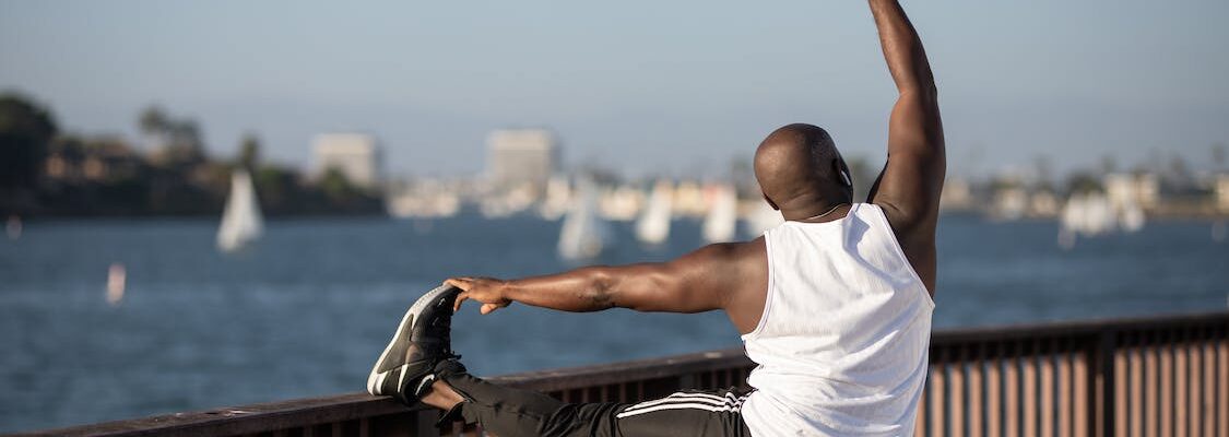 Man stretching.