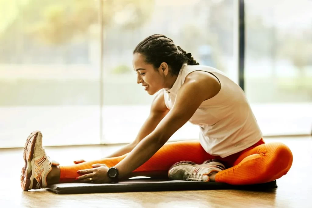 Woman stretching.